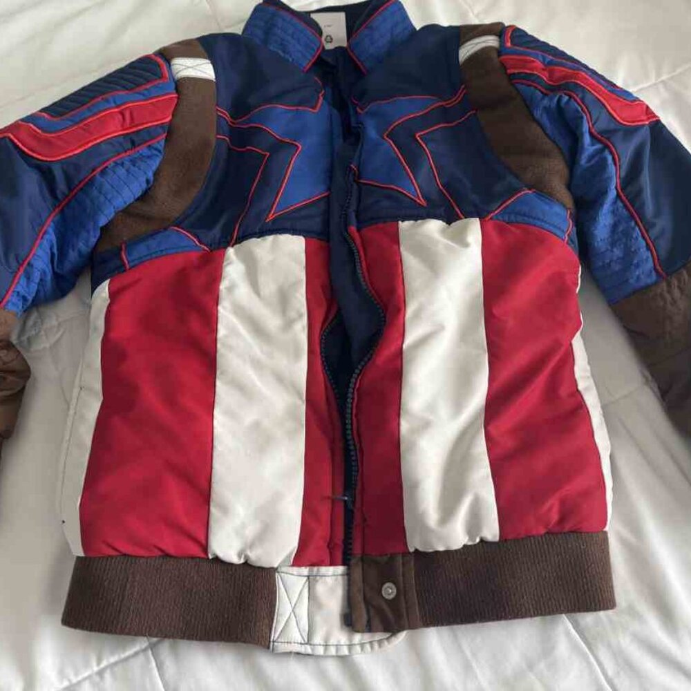 DISNEY Captain America Jacket/Coat for Boys Marvel Hero Size 7/8 Full Zip Sherpa
